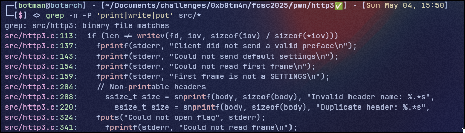 grep write/put/print in src